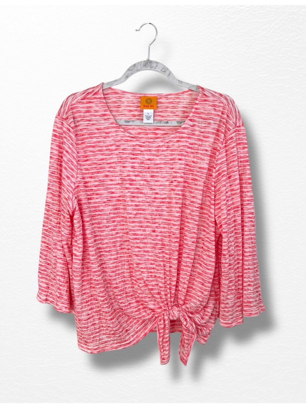 Ruby Rd. Bell Sleeved Tie-Front Top, Size L